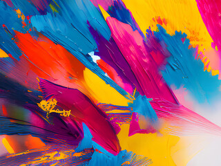 Colored oil paint explosion on a white background. Abstract closeup on backdrop. Colorful explode. Paint holi, oil, canvas