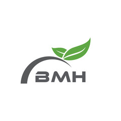 BMH letter nature logo design on white background. BMH creative initials letter leaf logo concept. BMH letter design.
