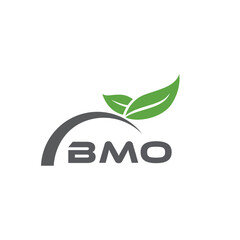 BMO letter nature logo design on white background. BMO creative initials letter leaf logo concept. BMO letter design.
