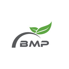 BMP letter nature logo design on white background. BMP creative initials letter leaf logo concept. BMP letter design.
