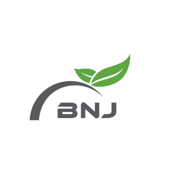 BNJ letter nature logo design on white background. BNJ creative initials letter leaf logo concept. BNJ letter design.
