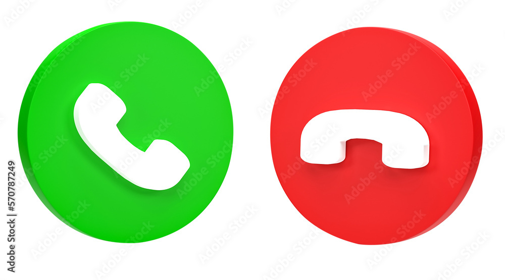 Poster 3d rendering, phone call icon isolated on transparent background