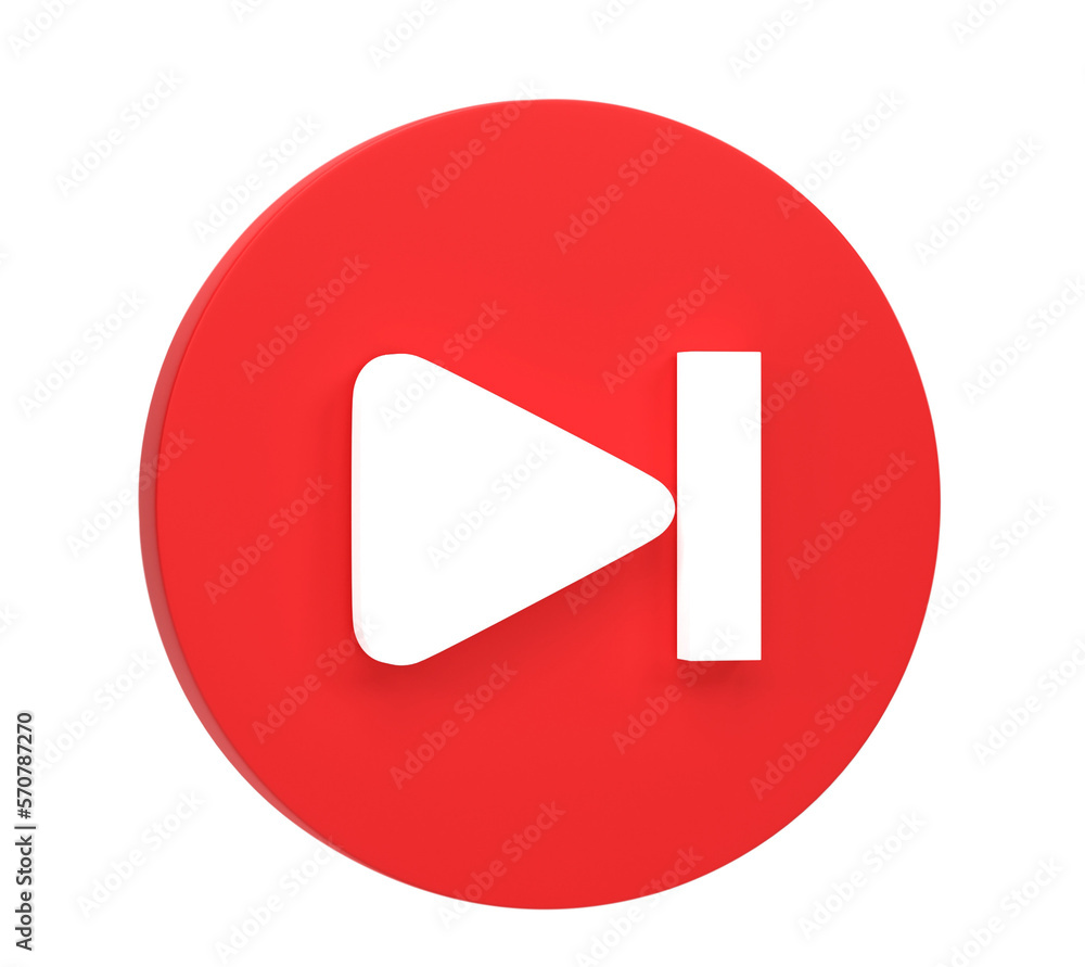 Poster 3d rendering, skip or next icon, music play or pause button isolated on transparent background