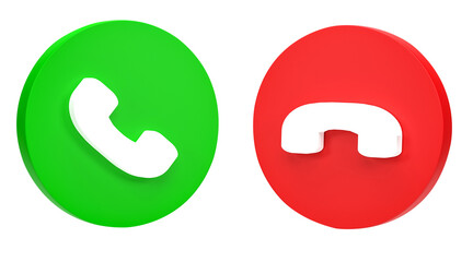3D rendering, Phone call icon isolated on transparent background