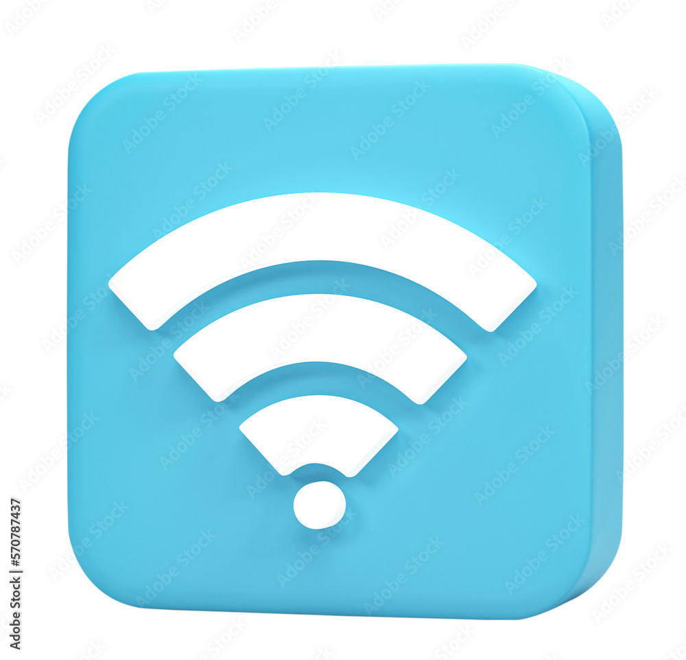 Poster 3d rendering, icon wi-fi, wireless internet network symbol isolated on transparent background