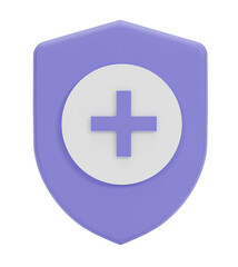Obraz premium 3d render. medical guard shield insurance symbol isolated on transparent background