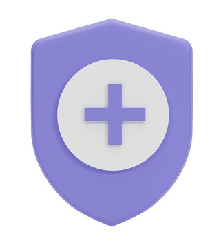3d render. medical guard shield insurance symbol isolated on transparent background