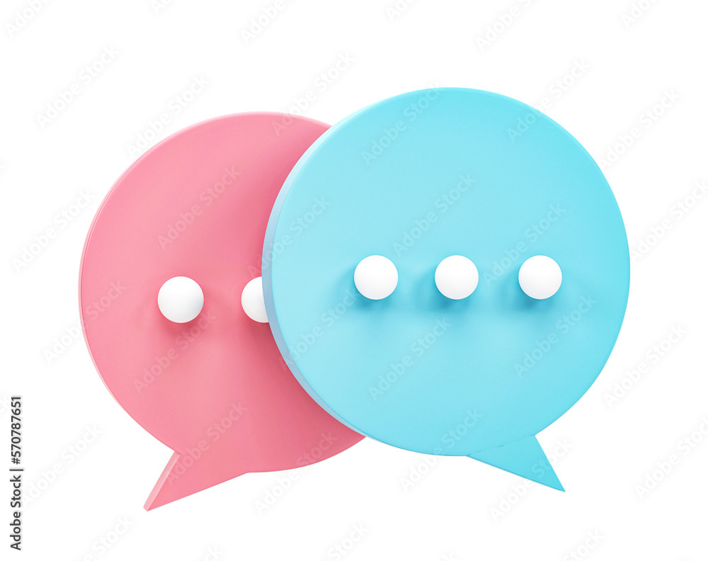 Poster 3d rendering, chat bubble icon isolated on transparent background