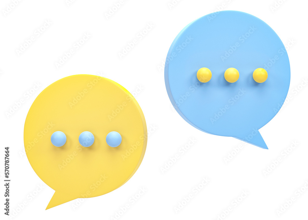 Poster 3d rendering, chat bubble icon isolated on transparent background