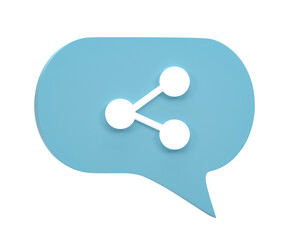 3D rendering, Share icon in chat speech bubble isolated on transparent background
