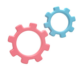 3D rendering, Minimal gear symbol isolated on transparent background