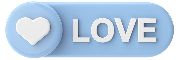 Love button. heart icon. 3D illustration.