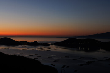 日本の岡山県瀬戸内市の迫門の曙の美しい朝日