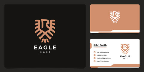 Eagle monoline luxurious logo design and business card