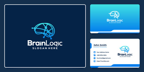 Brain logic dot connection logo design and business card