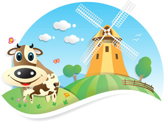 Farm cartoon background  vector illustration