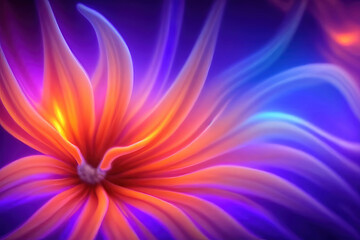 Organic Abstract Flower,Orange red  Blue Generative AI Illustration
