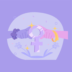 Women's Progress and Power: A Flat Vector Design of a Woman Taking Control on International Women's Day