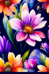 Heather flower in a watercolor style with seamless background pattern, created with Generative AI technology