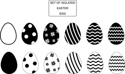 Vector illustration of isolated Easter eggs in black and white.