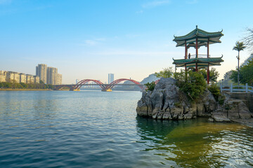 Obraz premium Liangting and Liuzhou City Scenery, Guangxi, China