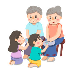 cute cartoon drawings Happy Songkran Day Thailand