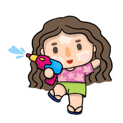 cute cartoon drawings Happy Songkran Day Thailand