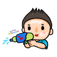 cute cartoon drawings Happy Songkran Day Thailand