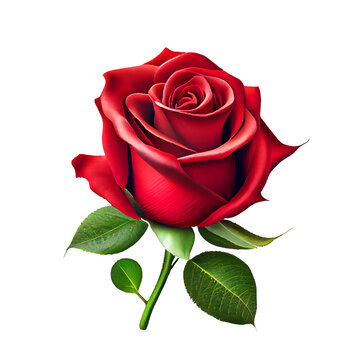 red rose valentines day for decorating projects Transparent background. generative AI