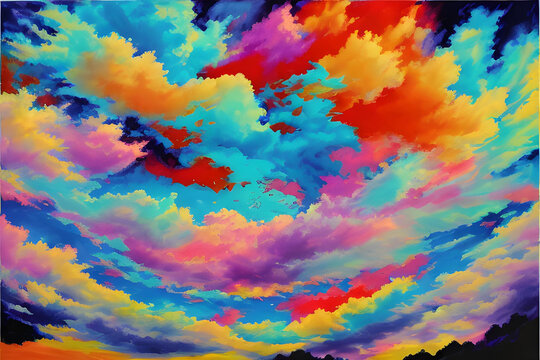An image depicting an abstract background of colorful clouds (a.i. generated)