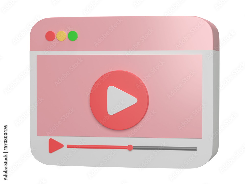 Poster 3d video media player isolated on transparent background png file format