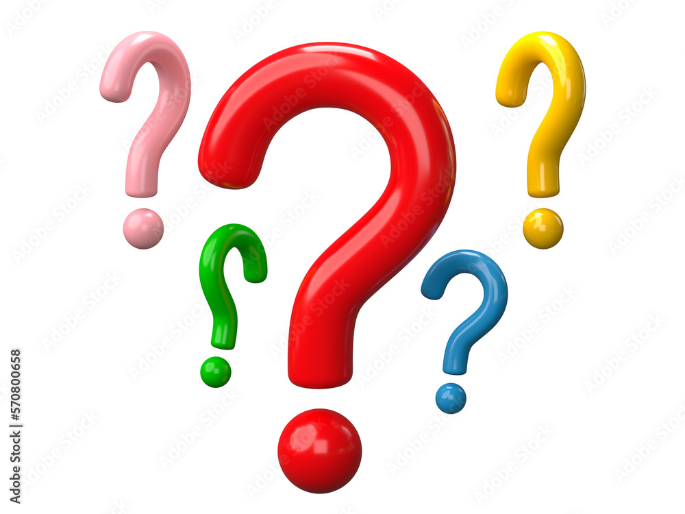 Fototapete 3d rendering, Set of Question Mark icon isolated on transparent background