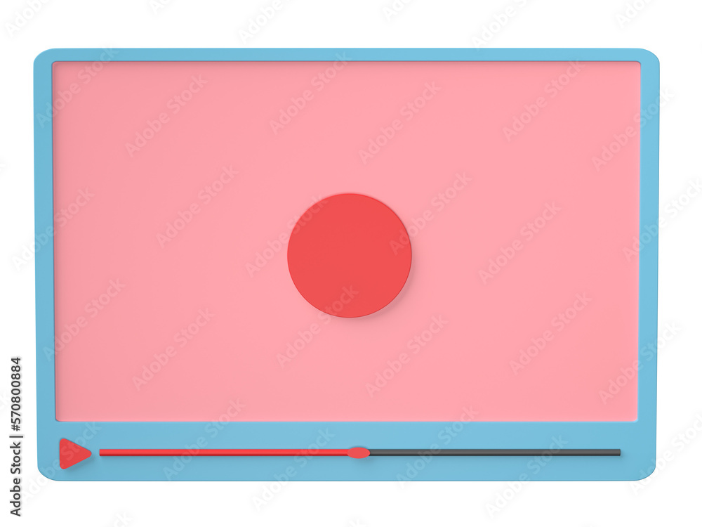 Aufkleber 3d rendering, video player media isolated on transparent background