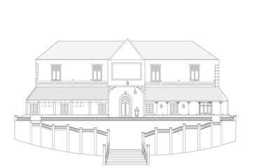 house sketch line drawing