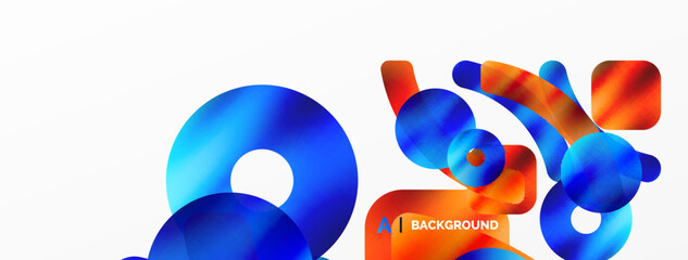 Metallic shiny geometric surfaces, round shapes and circles. Digital web futuristic template for wallpaper, banner, background, card, book Illustration, landing page