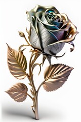 Titanium metallic rose isolated on white background generated by Ai