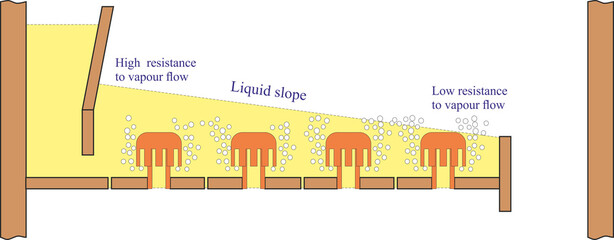 Liquid Slope in Bubble-Cap Tray