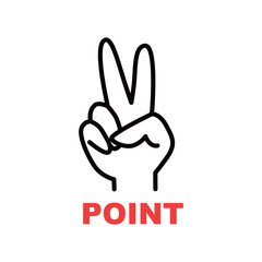 Obraz premium ポイント2の指アイコン