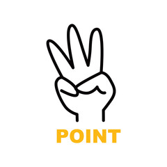 Obraz premium ポイント3の指アイコン