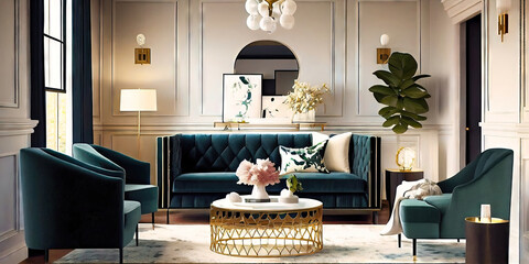 Living room interior design made by generative AI
