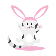 Obraz na płótnie Canvas Cute cat with Easter bunny ears on white background