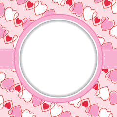 Fototapeta na wymiar Template of a card with hearts. Mother’s Day, Women’s Day, and Valentine’s Day background. Vector illustration. 