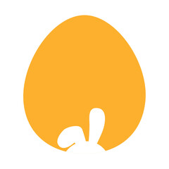 Rabbit Silhouette Outline In Egg Shape Isolated, Illustration, Transparent