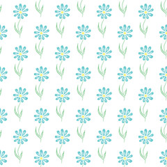 Seamless floral pattern. Doodle background with flowers. Spring pattern