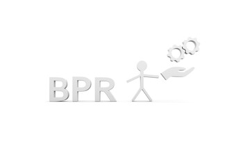 BPR concept white background 3d render illustration
