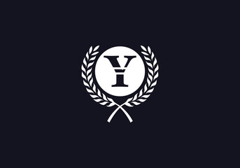 Laurel wreath brand logo design circle and laurel wreath leaf design logo letter