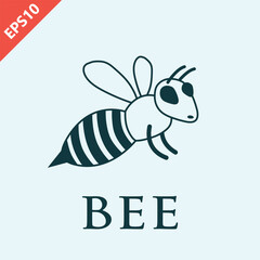 Hand drawn bee design vector flat isolated illustration