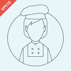Hand drawn female chef avatar design template flat isolated vector