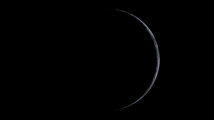 3d rendering of befor the New Moon in 1 day. crescent moon