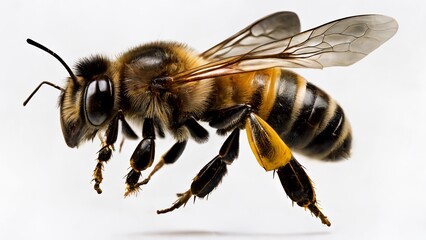 The Majestic Pollinator, A Close-Up of a Stunning Flying Bee. Generative ai